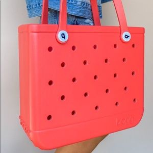 Coral Bogg Bag small with orange popsicle inserts